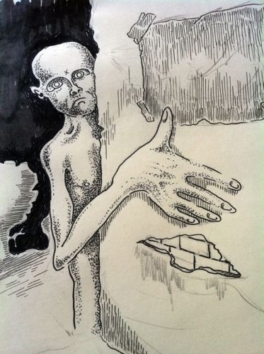 Hello, what'cha doin' back here?
Ink on paper.

Copyright © M. Larsson. All rights reserved.
