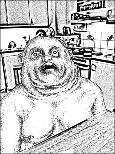 The podcaster just discovered he has three subscribers and wets himself in the kitchen.
Ink on paper.

Copyright © M. Larsson. All rights reserved.



