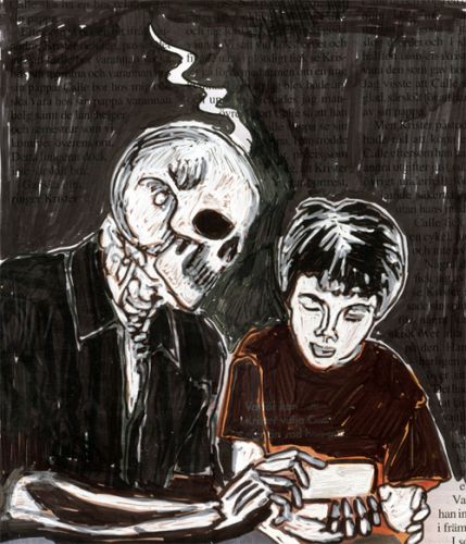 The day daddy came back from the dead
Ink and markers on paper.

Copyright © M. Larsson. All rights reserved.
